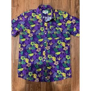 Tipsy elves short sleeve button shirt (Mardi Gras) - men’s large